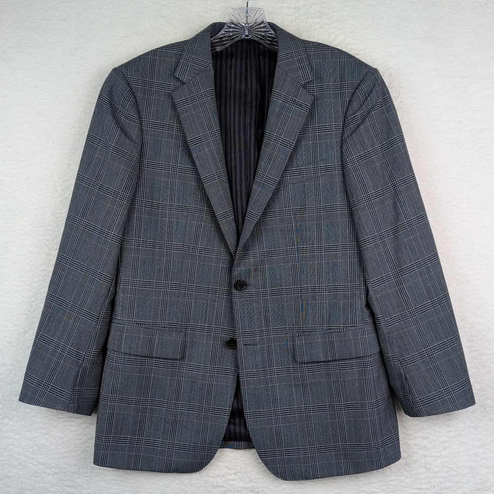 Vitale Barberis Canonico Super 120s Blue Plaid Blazer 38S Banana Republic Slim